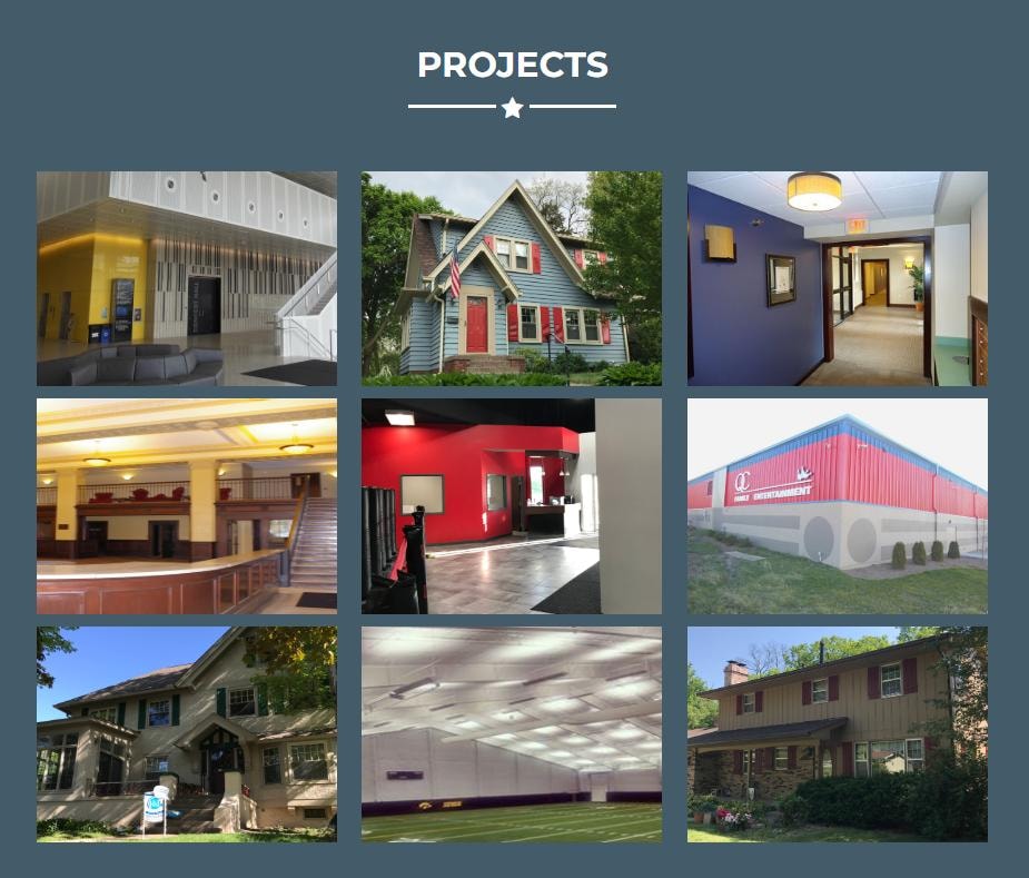 K & J Finishing project gallery featuring commercial and residential painting work
